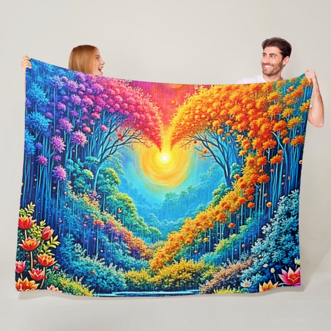 Couverture Polaire Enchanted Forest Heart of Light Design (En situation)