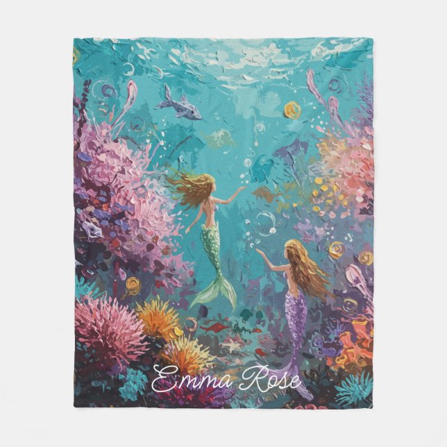 Couverture Polaire Enchanted Mermaid Underwater Scene (Devant)