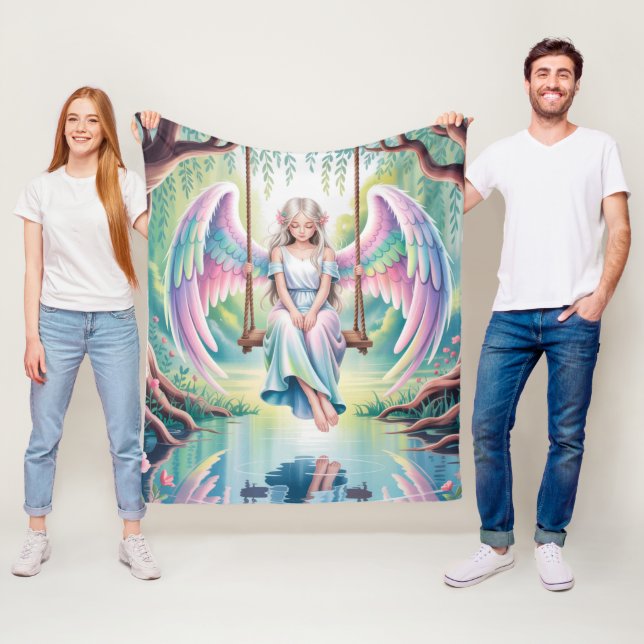 Couverture Polaire Enchanter une fille ange sur une aile (En situation)