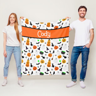 Couverture Polaire Enfant Halloween Fantôme Citrouille Chat Noir Pers
