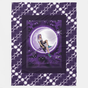 Couverture Polaire Enfant mauve lune