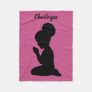 Couverture Polaire Enfant priant Petite fille Afro Puff Personnal
