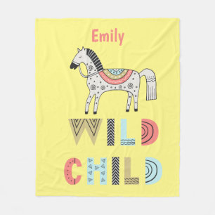 Couverture Polaire Enfant Sauvage Cheval Scandinave Personnalisé