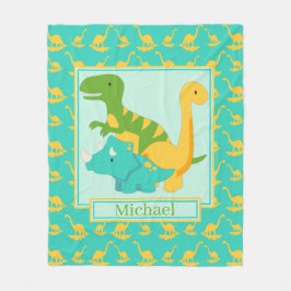 Couverture Polaire Enfants Cute Dinosaures Bleu