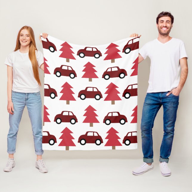 Couverture Polaire Enfants Jouet rouge Voiture Arbre de Noël (En situation)