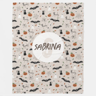 Couverture Polaire Enfants mignons Éffrayant Halloween Monogramme d'a