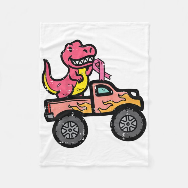 Couverture Polaire Enfants Pink Dino Monster Camion cancer du sein de (Devant)