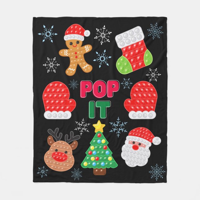 Couverture Polaire Enfants Pop It Christmas Buble Père Noël Reindeer (Devant)