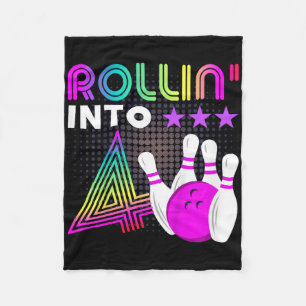 Couverture Polaire Enfants Rollin Into 4 Bowling Anniversaire fête 4e