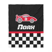 Enfants voiture rouge à damiers drapeau nom couver