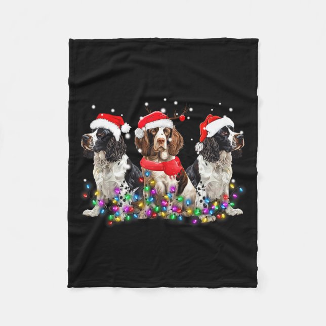 Couverture Polaire English Springer Spaniel Dog Christmas Matching Fa (Devant)