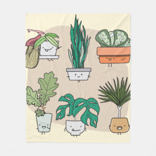 Couverture Polaire Ensemble de plantes de maison mignons dans des pot