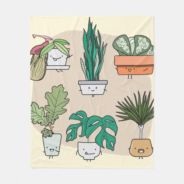Couverture Polaire Ensemble de plantes de maison mignons dans des pot (Devant)