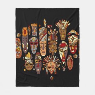 Couverture Polaire Ensemble ethnique de masque tribal, croquis