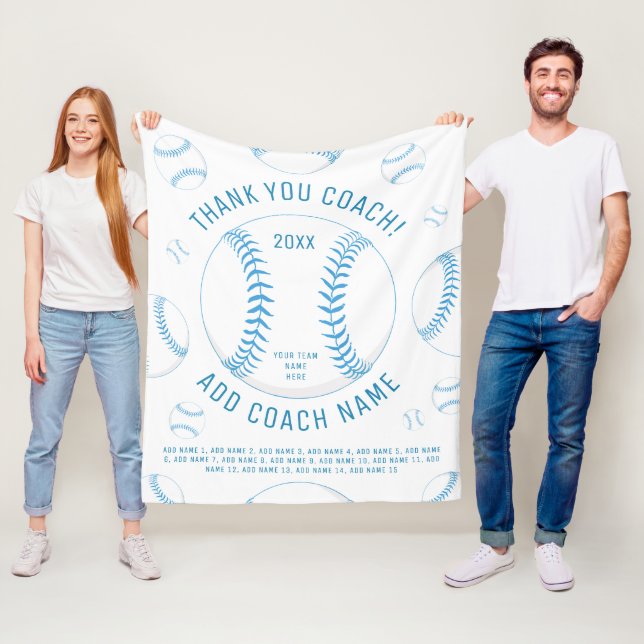 Couverture Polaire Entraîneur de baseball Merci Blue Team Joueurs Nom (En situation)