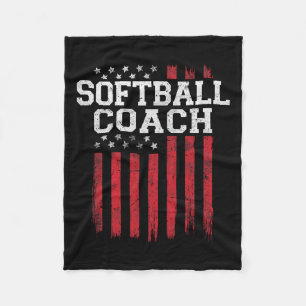 Couverture Polaire Entraîneur de softball fier drapeau américain Usa