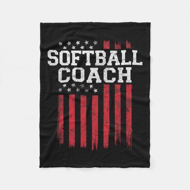 Couverture Polaire Entraîneur de softball fier drapeau américain Usa  (Devant)