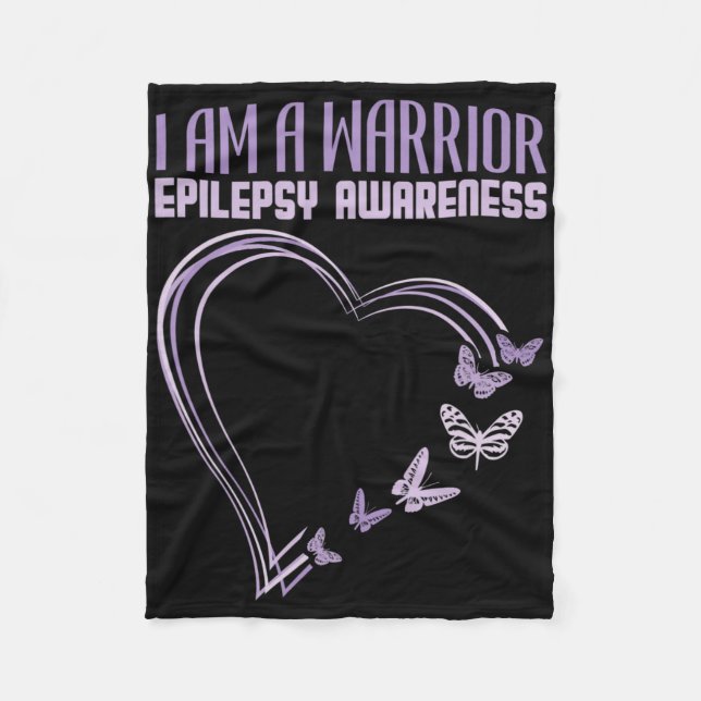 Couverture Polaire Epilepsy Awareness I'm A Warrior Heart Butterfly  (Devant)