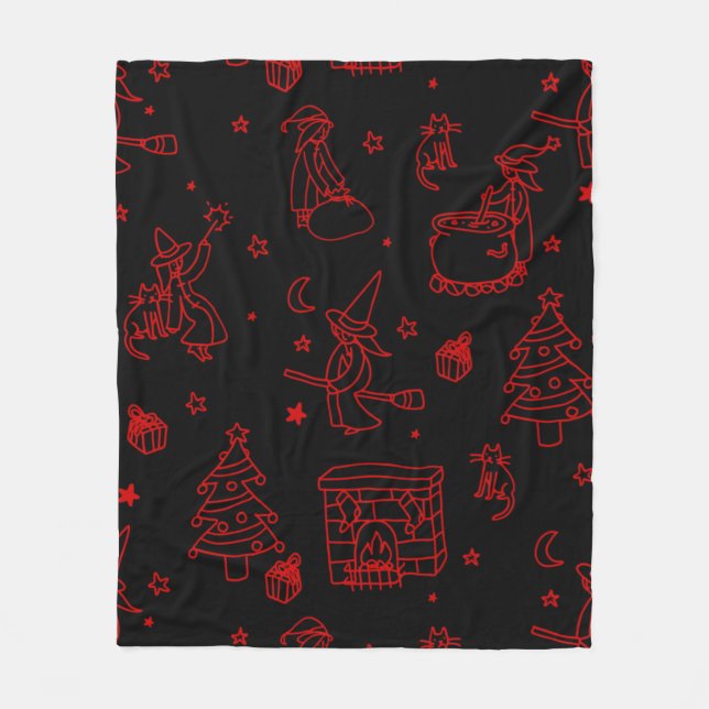 Couverture Polaire épiphanie noël sorcière befana noir (Devant)