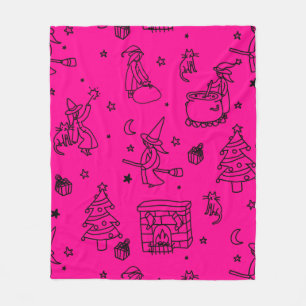 Couverture Polaire épiphanie noël sorcière befana rose