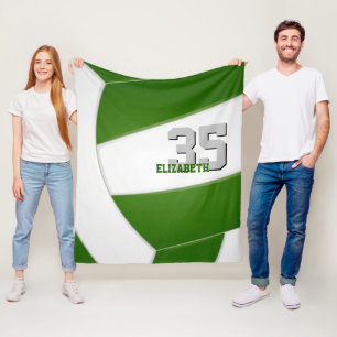 Couverture Polaire équipe blanche verte couleurs volleyball nom de l'