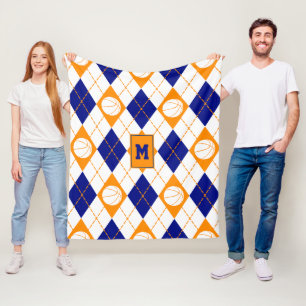 Couverture Polaire équipe de basket-ball bleu orange couleurs Jacquar