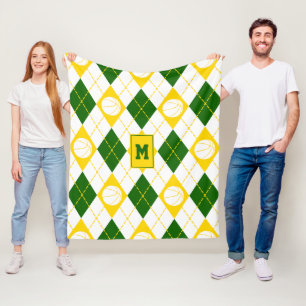 Couverture Polaire équipe de basket-ball en or vert couleurs Jacquard