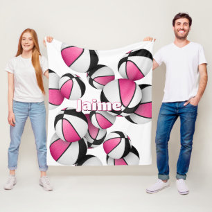 Couverture Polaire équipe de basket-ball rose noir couleurs décor spo