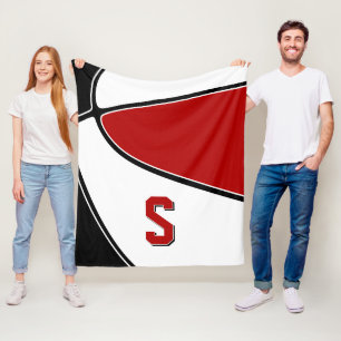 Couverture Polaire équipe de basket rouge noir couleurs garçons fille