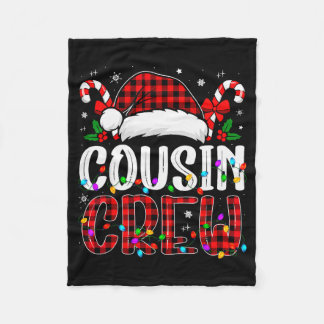 Couverture Polaire Équipe de cousin de Noël à carreaux rouges Famille