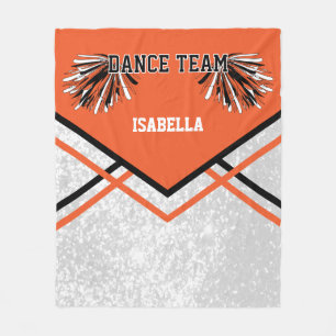 Couverture Polaire Équipe de danse Orange Fleece Blanche