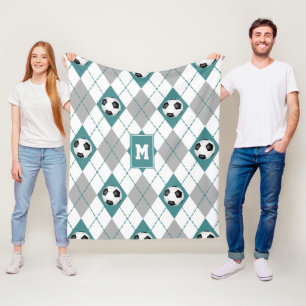 Couverture Polaire Équipe de football gris turquoise couleurs Jacquar