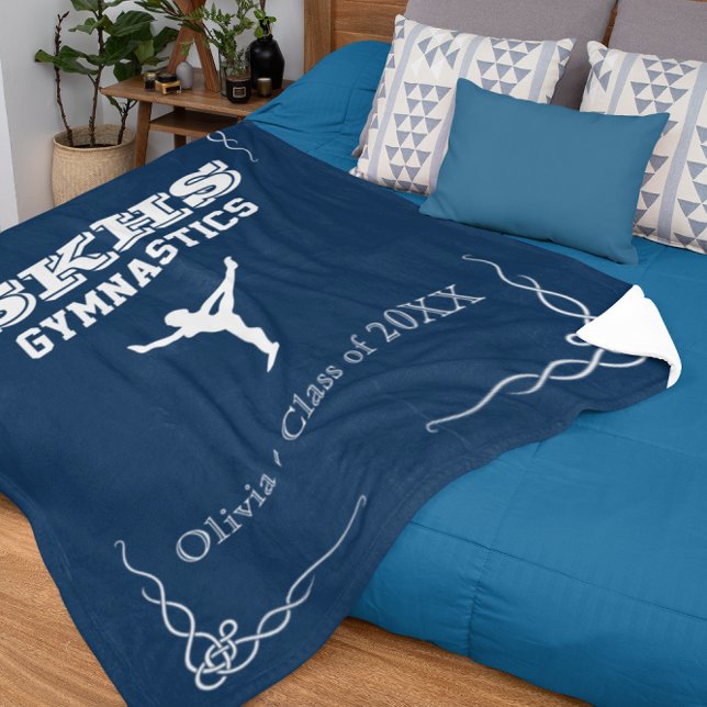 Couverture Polaire Équipe de gymnastique Fleece White Text Petite cou (Gymnastics Team Fleece Med White Text Blanket)