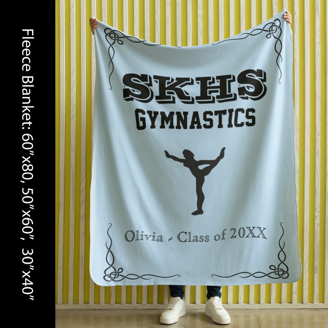 Couverture Polaire Équipe de gymnastique Texte noir Volet large couve (Gymnastics Team Black Text Fleece Med Blanket)