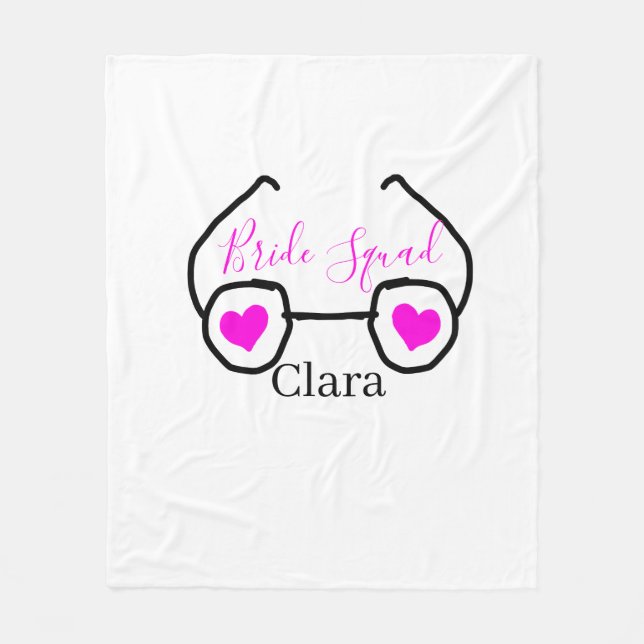 Couverture Polaire Équipe de mariée lunettes de natation rose noir cœ (Devant)