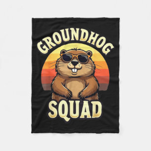 Couverture Polaire Équipe de marmotte drôle Joyeuse fête de la marmot