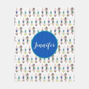 Couverture Polaire Équipe de natation personnalisée Fille nageuse syn