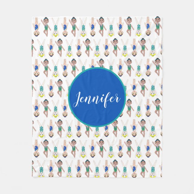 Couverture Polaire Équipe de natation personnalisée Fille nageuse syn (Devant)