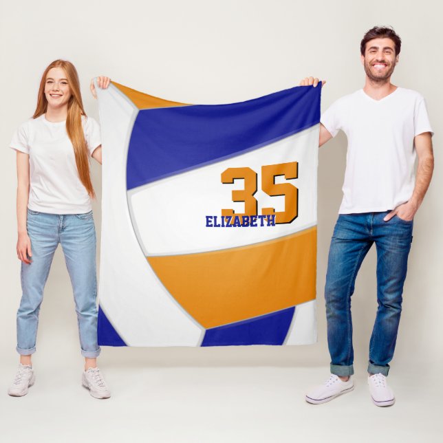 Couverture Polaire équipe orange bleu couleurs géant volley-ball (En situation)