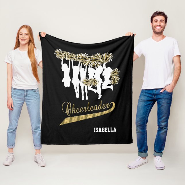 Couverture Polaire Équipe pom-pom girl 📣 - Or, noir et blanc (En situation)