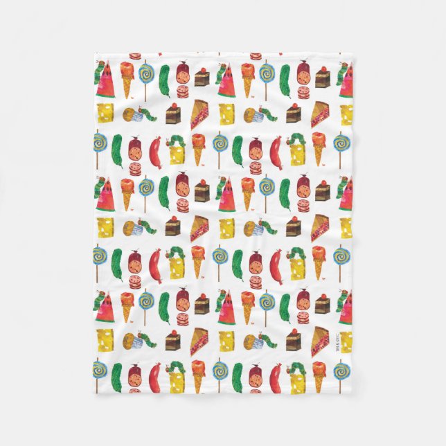 Couverture Polaire Eric Carle | Caterpillar et Motif alimentaire (Devant)