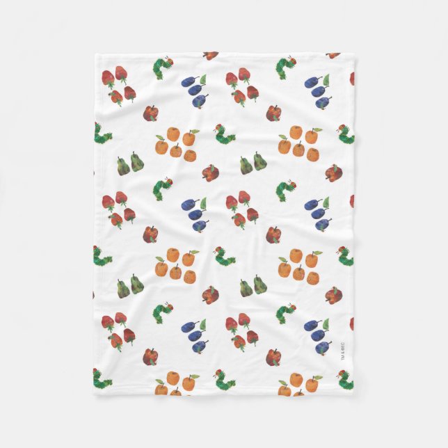 Couverture Polaire Eric Carle | Caterpillar et Motif de fruits (Devant)