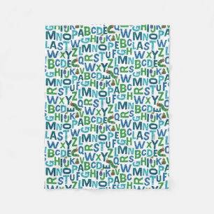 Couverture Polaire Eric Carle Motif Alphabet bleu et vert