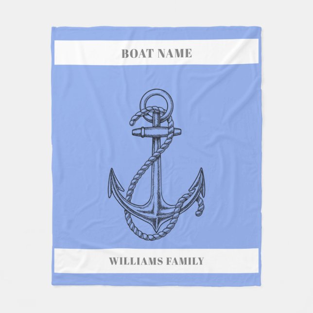 Couverture Polaire "Escape nautique" Ancre de nom de bateau personnal (Devant)