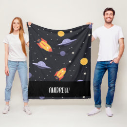 Couverture Polaire Espace extérieur personnalisé monogramme personnal