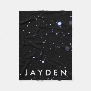 Couverture Polaire Espace Galactique et étoiles Motif avec nom