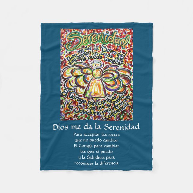 Couverture Polaire Español Serenity Prière Poème Angel Fleece Blanche (Devant)
