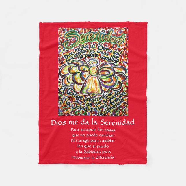 Couverture Polaire Español Serenity Prière Poème Angel Fleece Blanche (Devant)