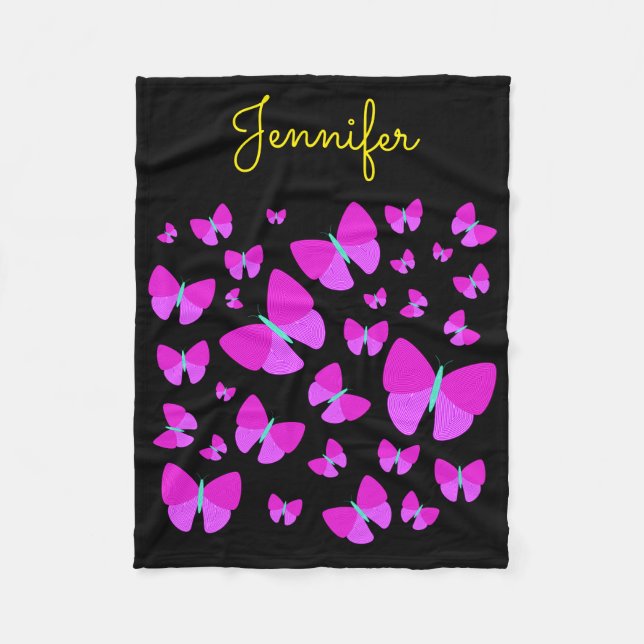 Couverture Polaire Essaim des papillons artistiques + Nom (Devant)