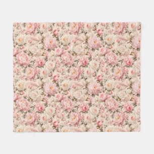 Couverture Polaire Esthétique élégante de pivoine et de rose pastel